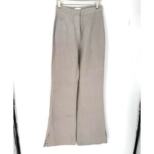 SABLYN Trousers Charlee Linen High Rise Pants Light Grey Slits Size Small S